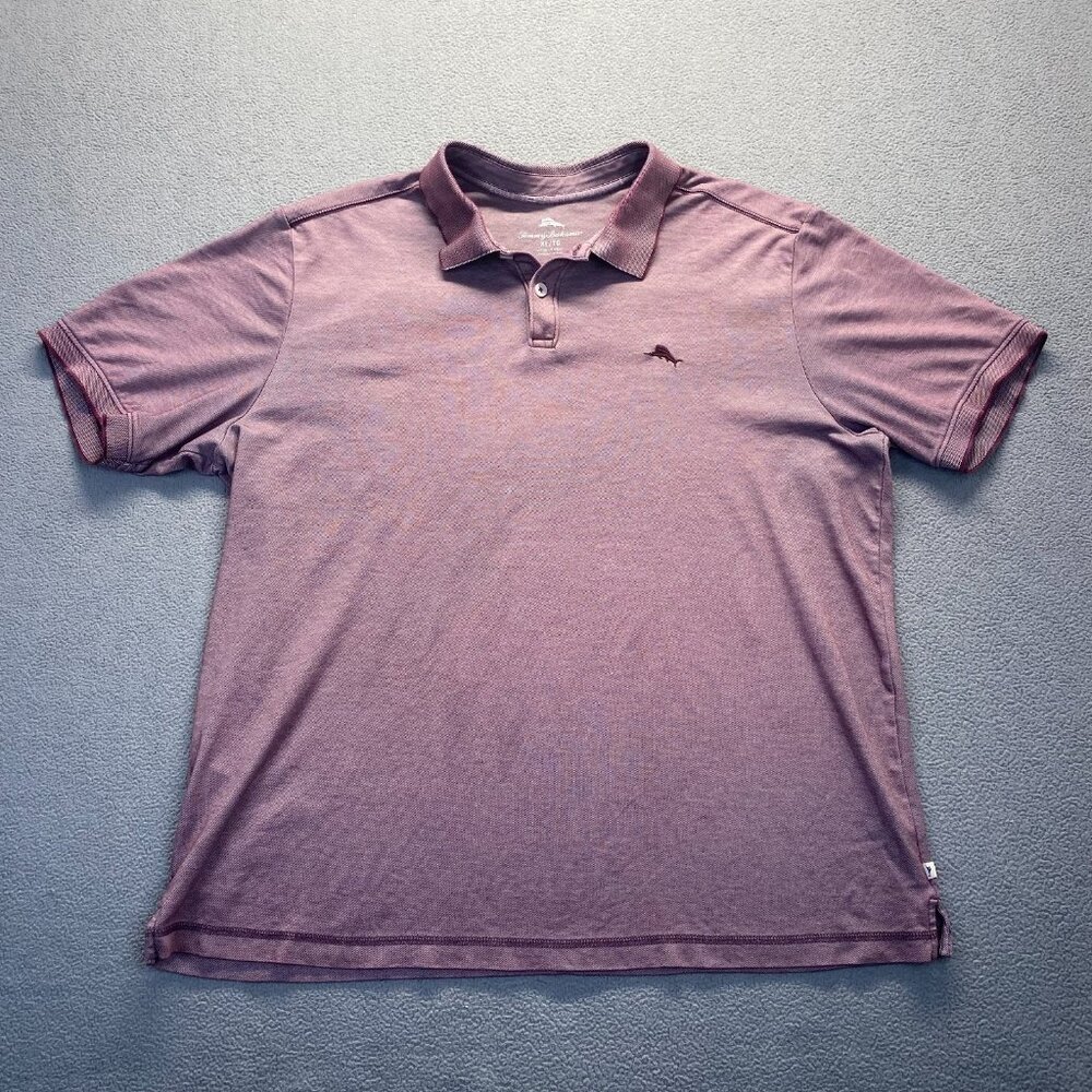 Tommy‎ Bahama Mens Size XL Purple Supima  Cotton Blend Polo Shirt Short Sleeve